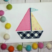 Sailboat Machine Applique Design - blanket stitch